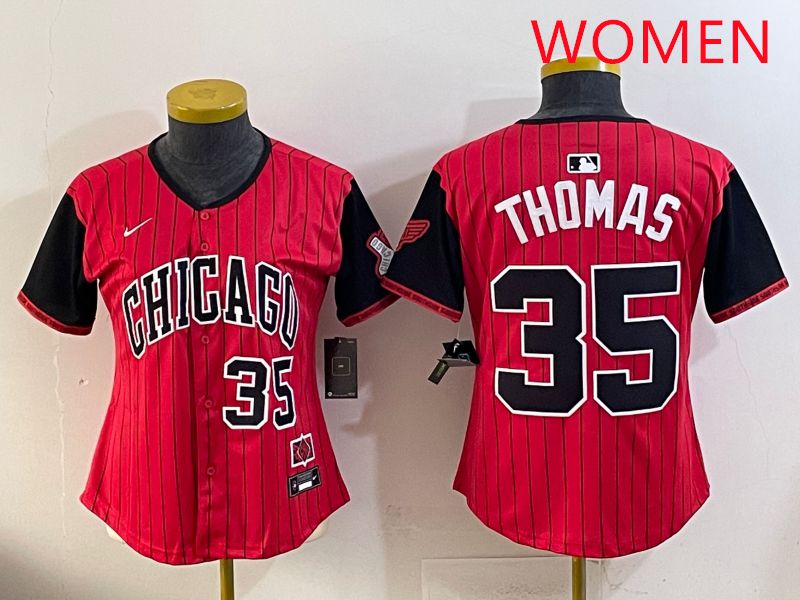 Women 2025 Chicago White Sox #35 Thomas Red Joint Name Nike MLB Jersey style 5->women mlb jersey->Women Jersey